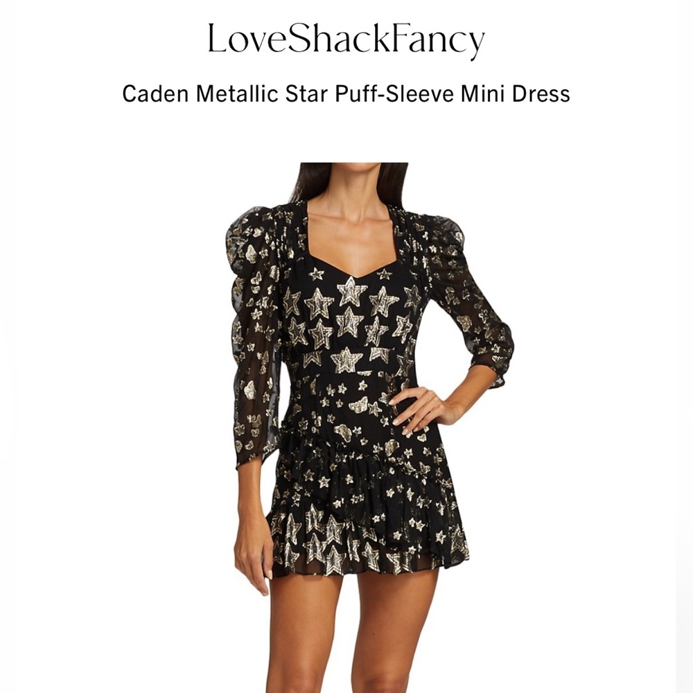 LoveShackFancy Black Mini with Gold Metallic Stars and Butterflies